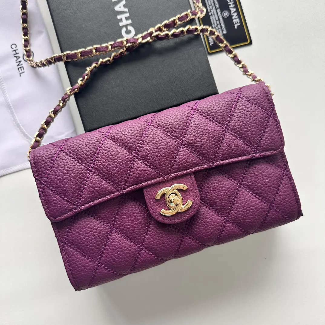 Purple Chain Bag Classic Leather