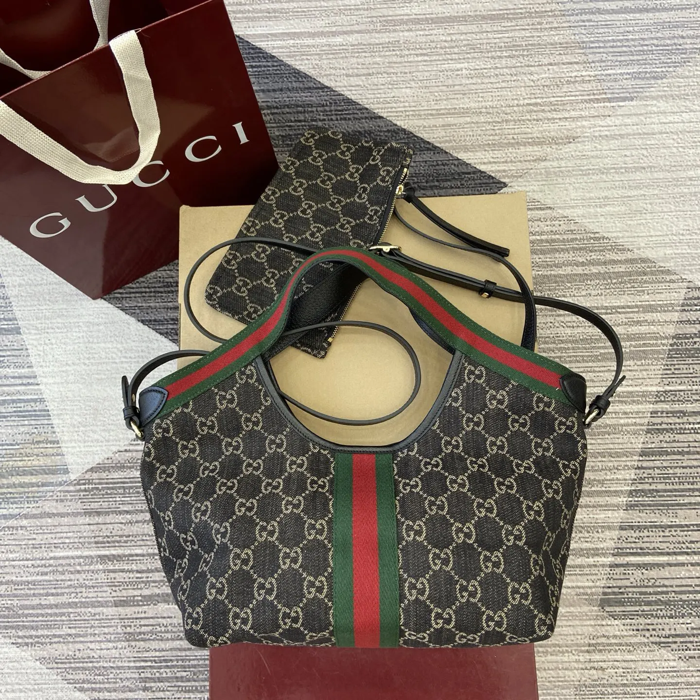 Gucci 牛仔 手提包 通勤手提款