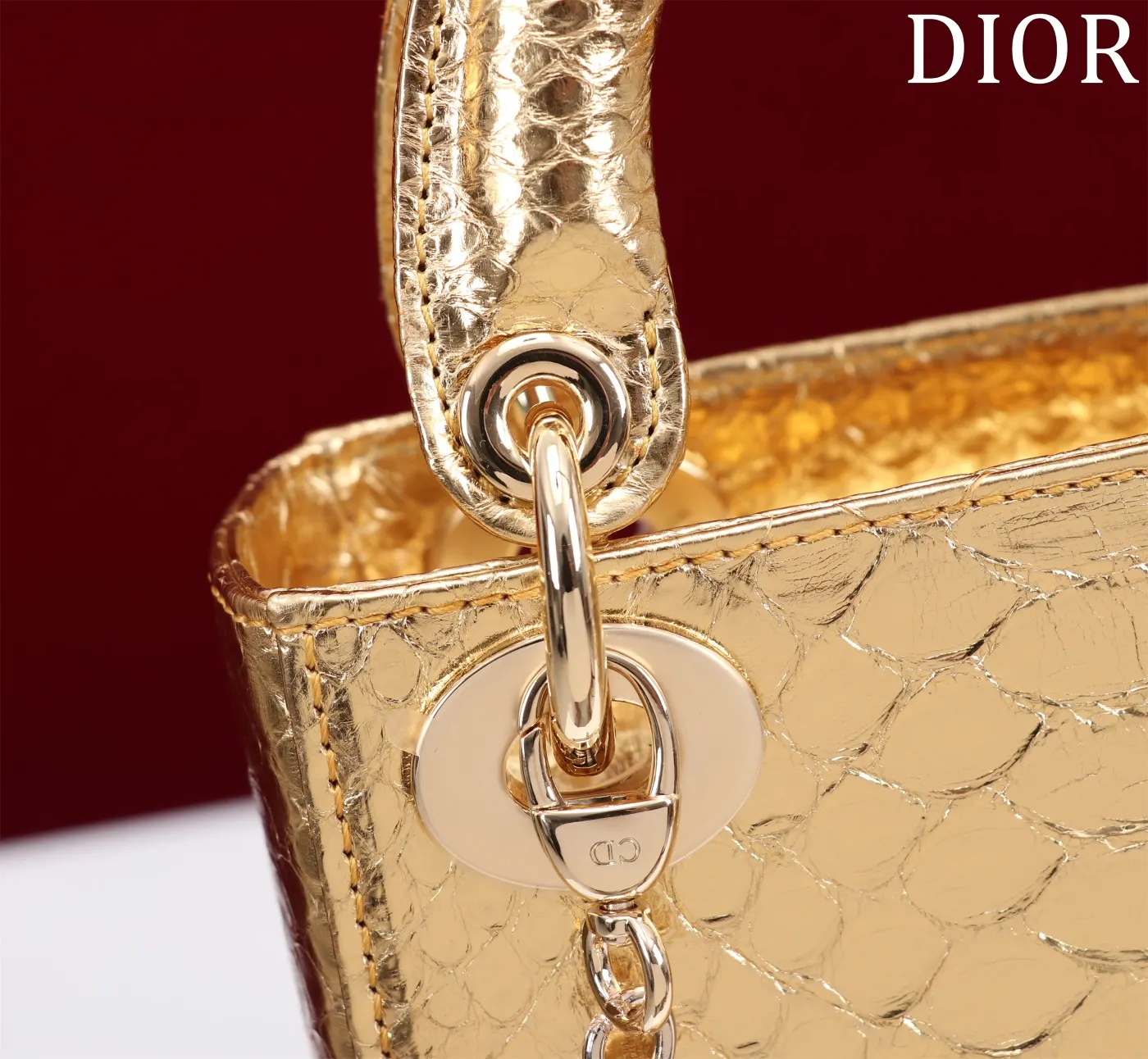 Dior Lady Dior Lady 金色藤格纹手提斜挎包 珠光