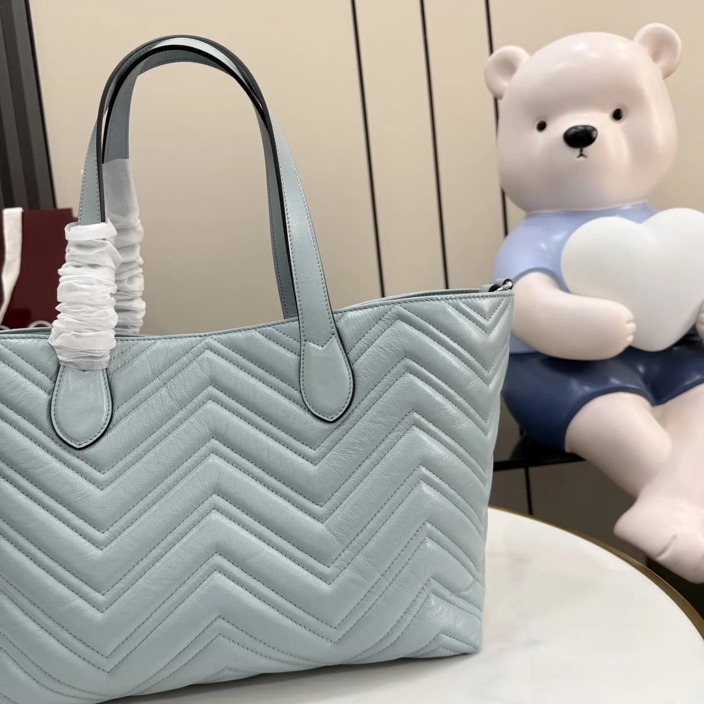 Blue Tote Bag Leather