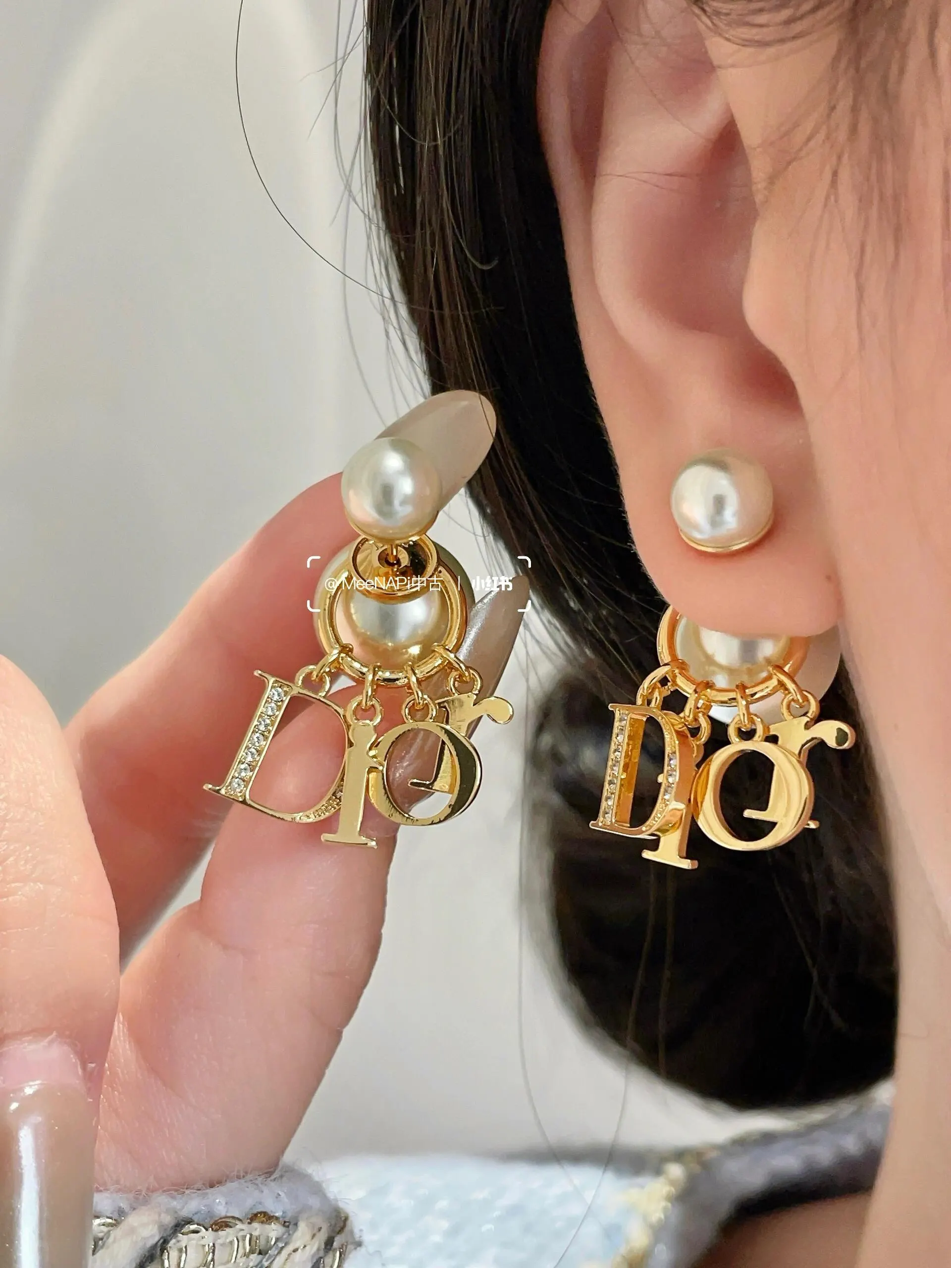 Dior 银色 珍珠 耳饰