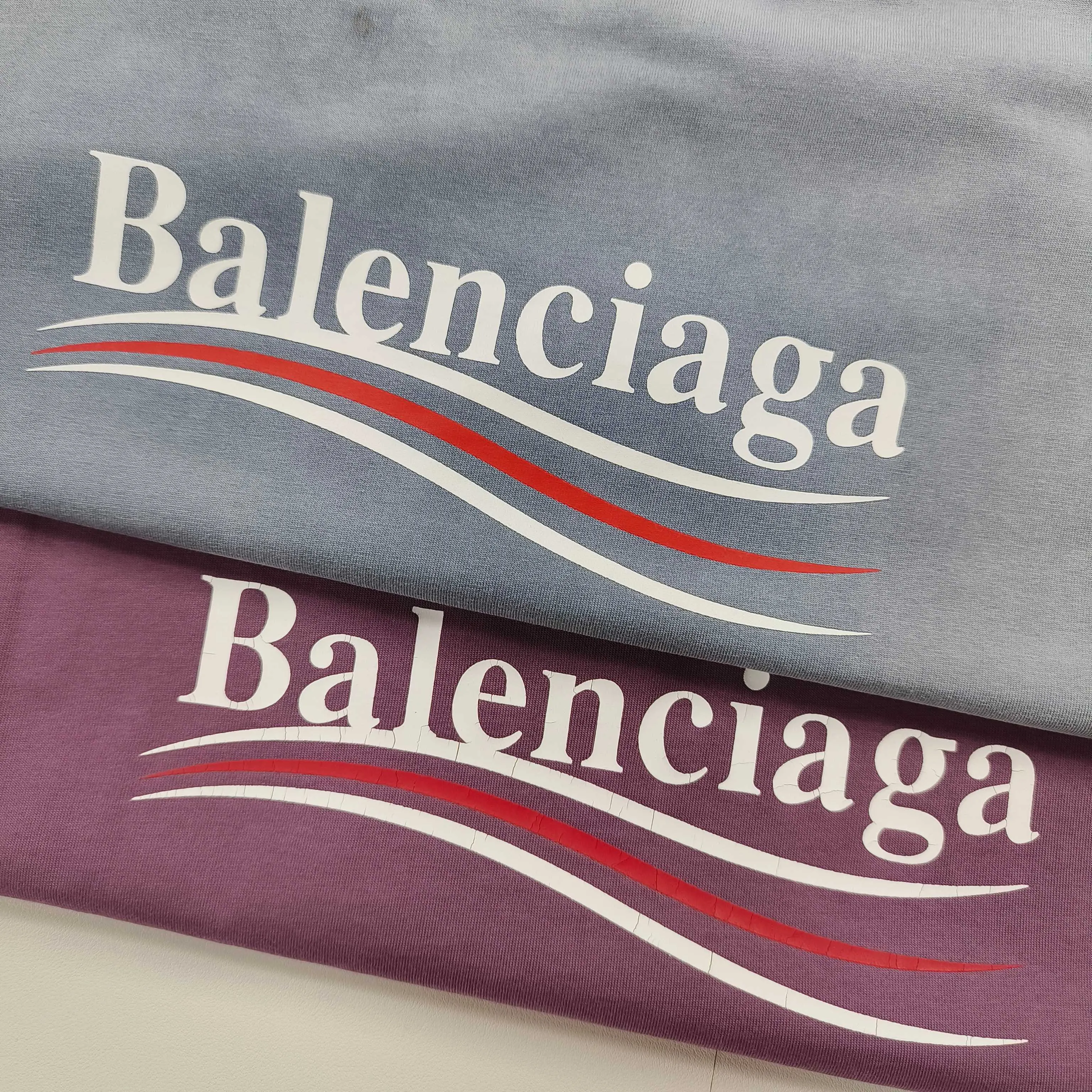 Balenciaga Blue Cotton Logo Short Sleeve T-Shirt Street