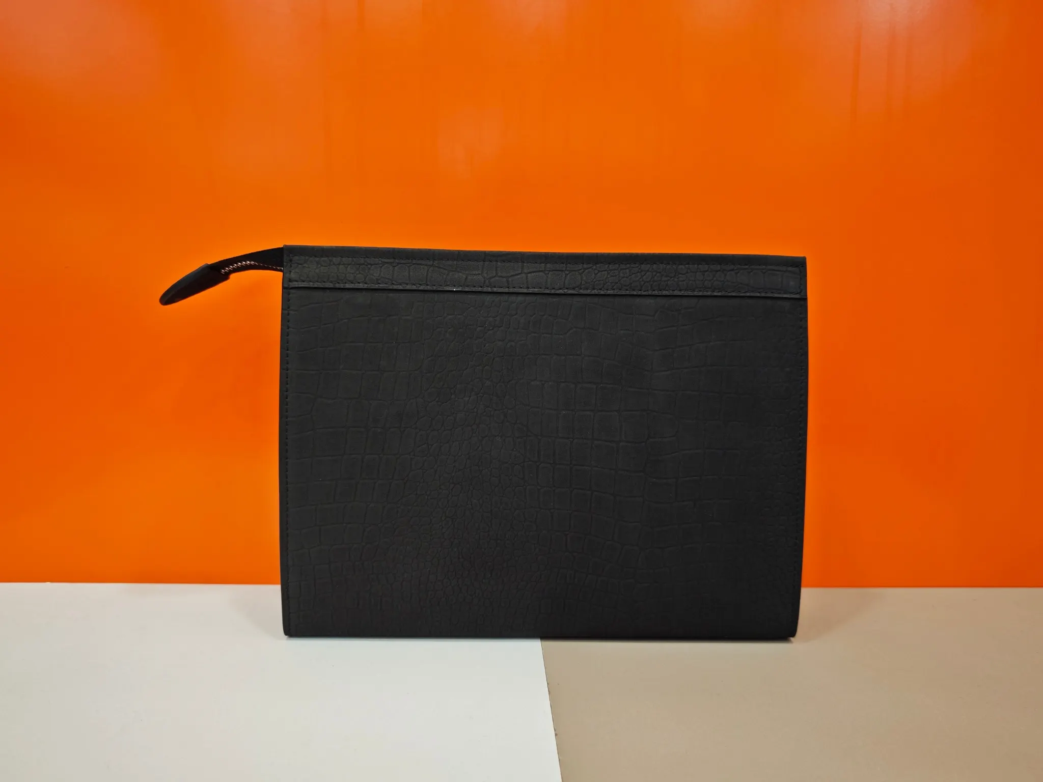Black Blue Clutch Bag Leather