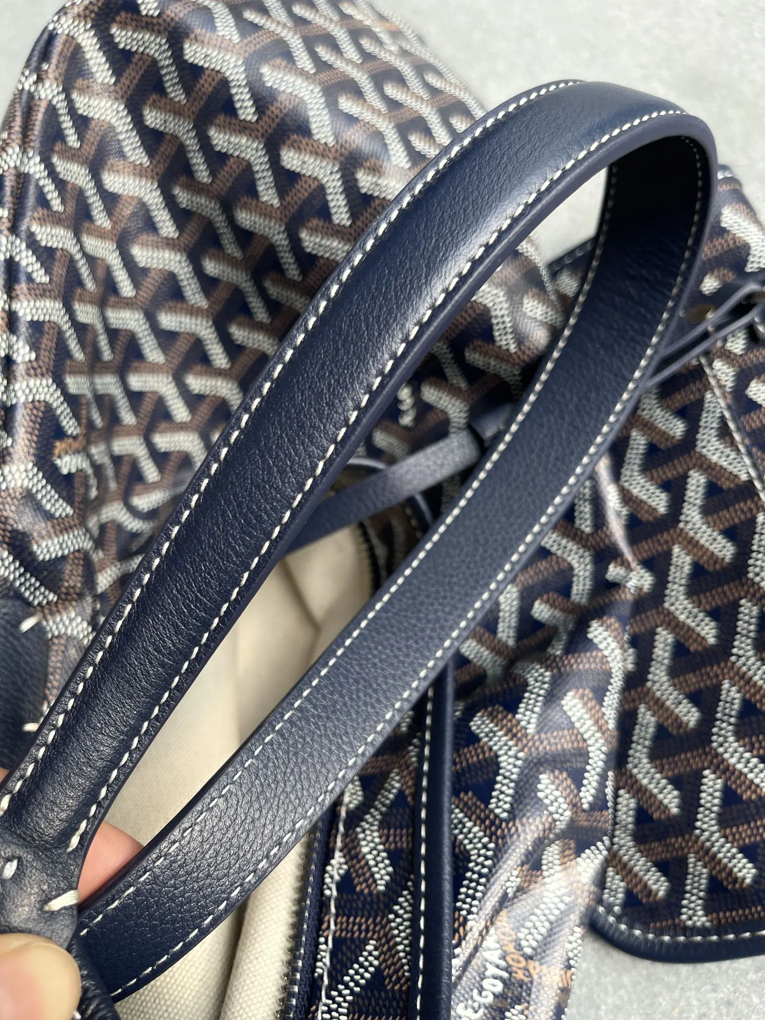 Goyard Black Brown Hobo Shoulder Bag Vintage Leather